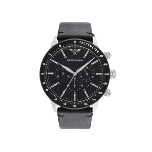 EMPORIO ARMANI Men's Chronograph Black Leather Watch