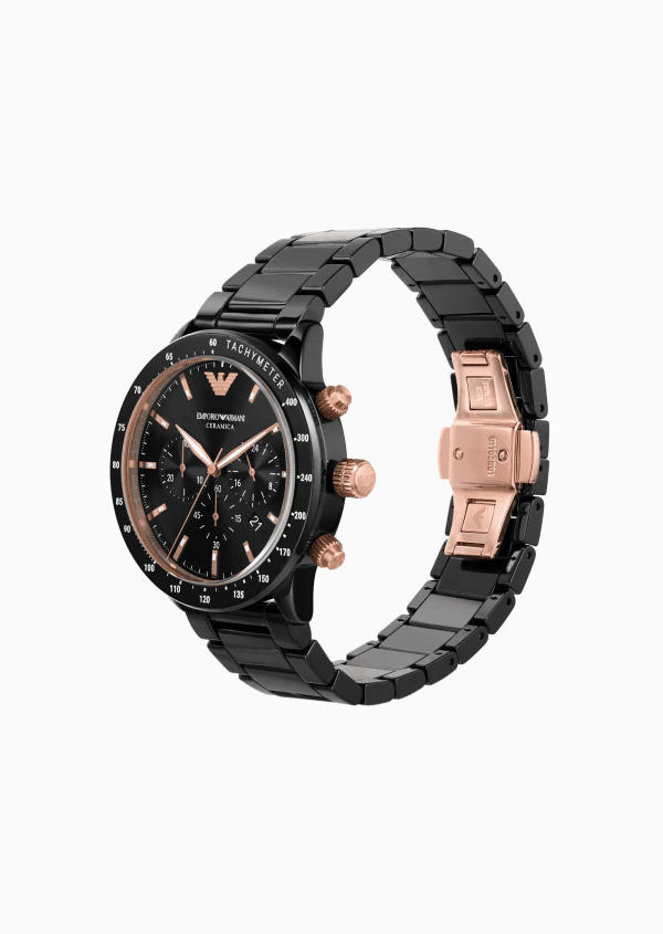 EMPORIO ARMANI Chronograph Black Ceramic Watch - Image 5