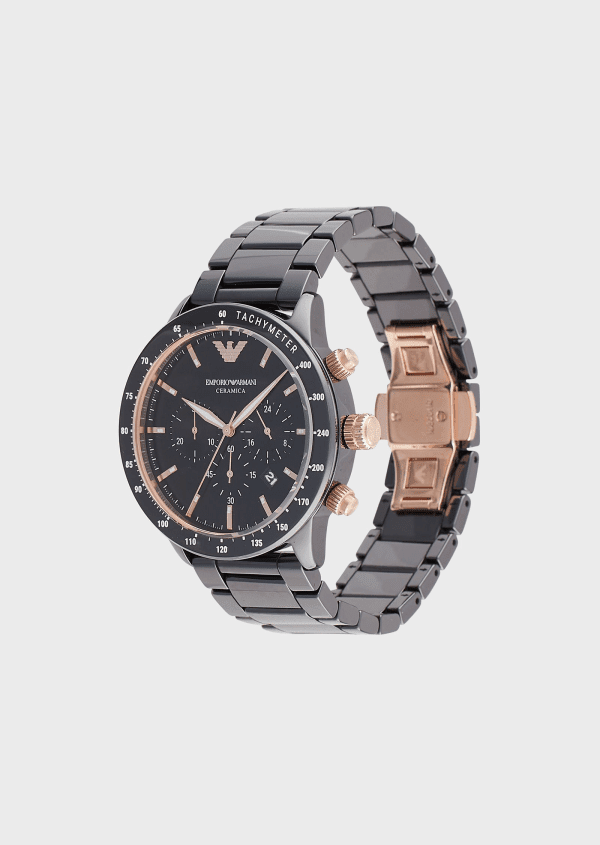 EMPORIO ARMANI Chronograph Black Ceramic Watch - Image 4